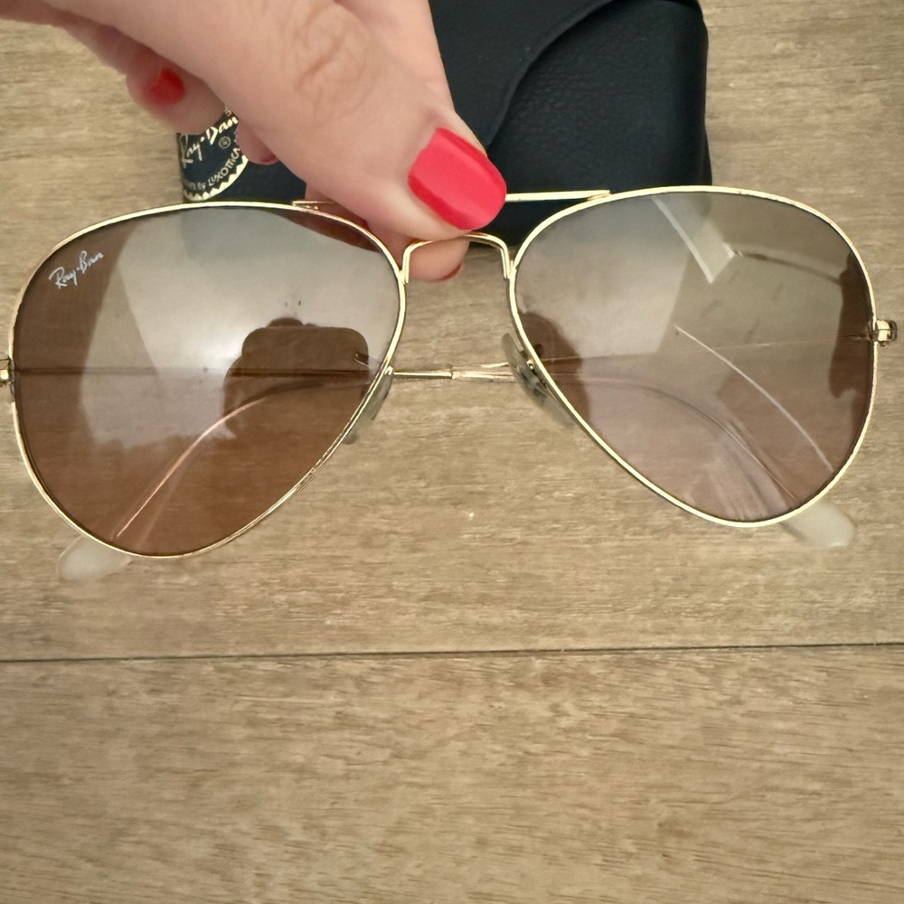 Ray-Ban Aviator Sunglasses - Gold Frame with Brown Lens - Picture 2 of 2